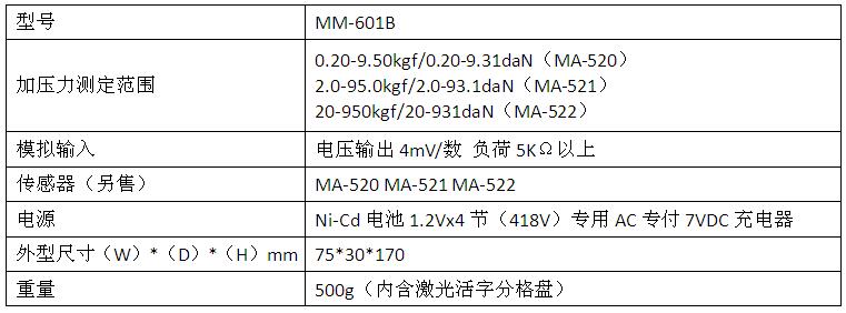 MM-601B點焊壓力測試儀產品參數