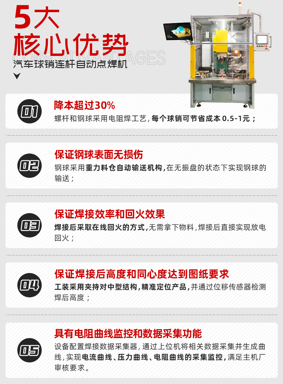 汽車球銷連桿自動點焊機詳情核心優勢