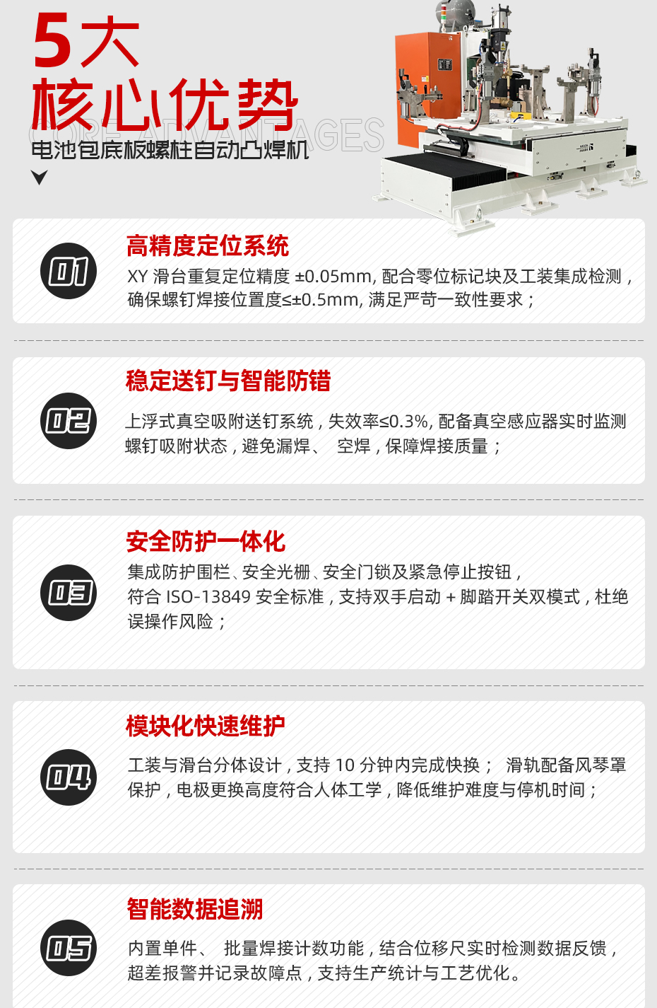 電池包底板螺柱自動凸焊機(jī)詳情核心優(yōu)勢