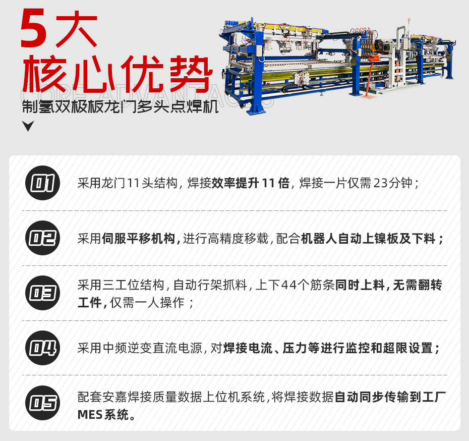 制氫雙極板龍門多頭點焊機詳情核心優(yōu)勢