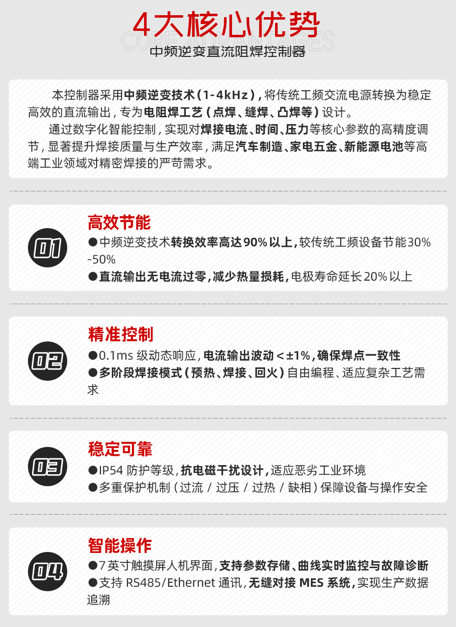 中頻逆變直流阻焊控制器四大核心優勢
